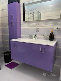 Mobile Bagno con specchio e colonna colore Lilla