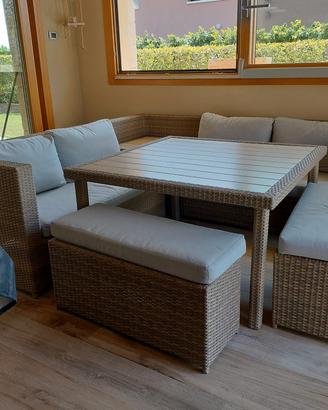 NUOVO SET GIARDINO SIMIL RATTAN 