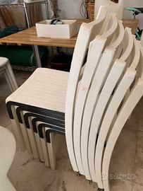 Set 6 sedie impilabili in legno laccate '900