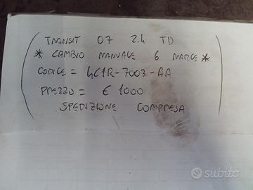 CAMBIO MANUALE 6 MARCE TRANSIT 07 2.4 TD