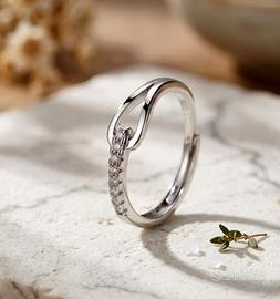 Anello Argento e Zirconi - Regolabile - Oro Bianco