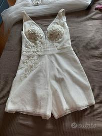 abito da sposa swarovski con pantalocini e gonna