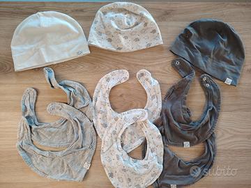 Set 3 berretti e 6 bavaglini