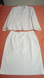 Tailleur bianco panna gessato