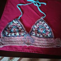 top in cotone lavorazione ad uncinetto Granny mult