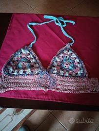 top in cotone lavorazione ad uncinetto Granny mult