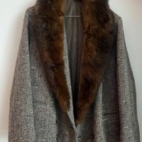 Cappotto con collo in Pelliccia lunga