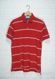 Polo Tommy Hilfiger a righe rosse e bianche M