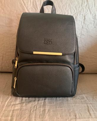Zaino similpelle Saffiano Coofit nero + pochette
