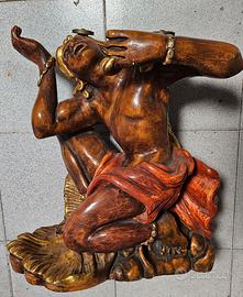  scultura legno base tavolino 