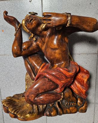  scultura legno base tavolino 