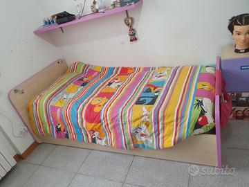 Struttura letto singolo con contenitore, completo.