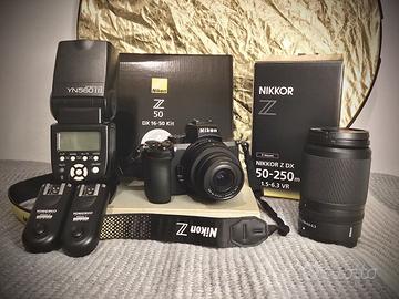 Mirrorles Nikon Z 50 + 2 obbiettivi Z +Flash ester
