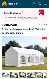 gazebo con struttura in ferro zincato 8x3
