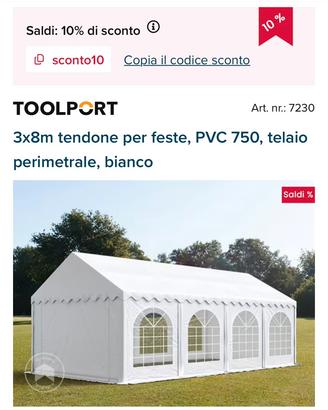 gazebo con struttura in ferro zincato 8x3