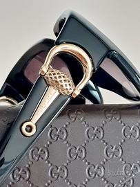 Occhiali da sole Gucci oversize squadrato nero