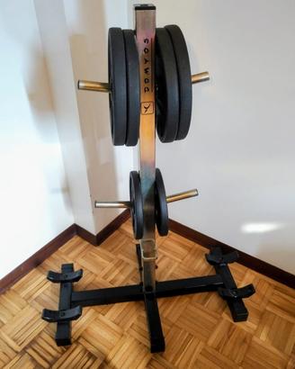 Portadischi ghisa e supporto manubri e bilanciere 