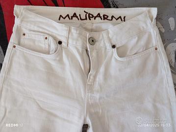 Jeans pantalone Maliparmi tg26 bianco svasato