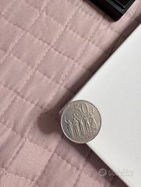 Anello con moneta da 50 Santeem dell'Etiopia. 16 m