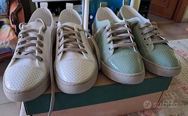 2 paia di scarpe sneakers con lacci  n. 37 nuove b