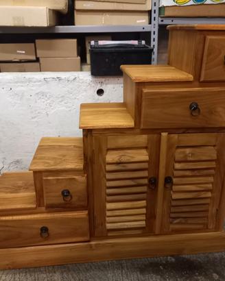 Cassettiera a scaletta in legno pregiato di teak
