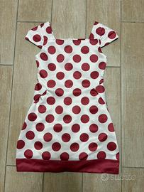 Vestito elegante Jijil bianco e bordeaux