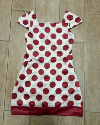 Vestito elegante Jijil bianco e bordeaux