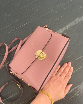 Borsa in pelle rosa antico no logo