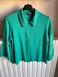 Cardigan verde con pizzo Tg 44 CAMOMILLA