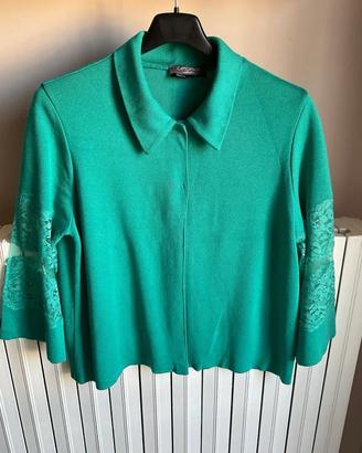 Cardigan verde con pizzo Tg 44 CAMOMILLA