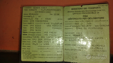 Telaio piaggio si con libretto 1987