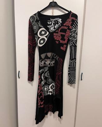Desigual abito donna fantasia patchwork nero borde