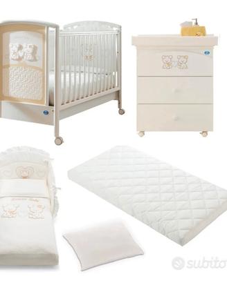 PALI lettino+comò+fasciatoio+bagnetto +materasso+