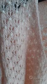 Maglioncino rosa anni 80 effetto pizzo  con carré 
