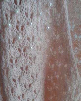 Maglioncino rosa anni 80 effetto pizzo  con carré 