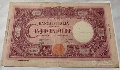 Banconota 500 LIRE grande C fascio 31 08 1943