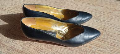 Scarpe blu tacco oro