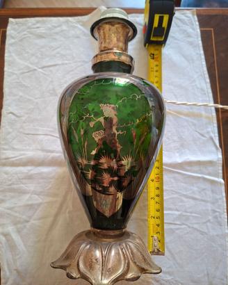 Lampada antica in vetro e argento