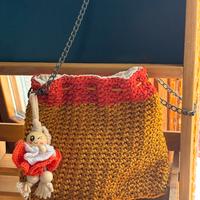 Borsa senape con bordo arancione