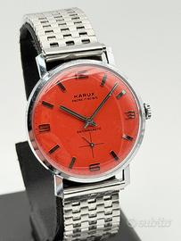 karux orange vintage watch swiss made nos 34mm