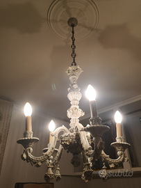 Lampadario + 2 abat jours capodimonte