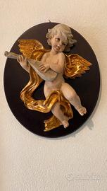 Angelo con mandolino in resina su base