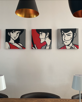 Collezione dipinti Lupin III – 5 tele acriliche 40