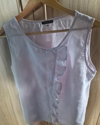 Top Smanicato in Lino Angelico con Volant - Rosa
