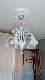 Lampadario 5 luci in murano e 2 applique murano