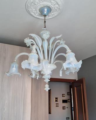 Lampadario 5 luci in murano e 2 applique murano