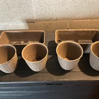 4 vasi in rattan diametro 14 cm in 2 portavasi