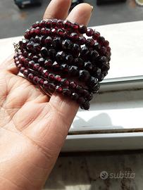 Bracciale Granati Antichi 7 fili su Argento.925