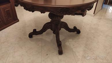 Tavolo rotondo classico anni ’70 con 6 sedie