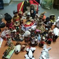 Lotto 42 Bamboline Vintage stoffa legno dal mondo